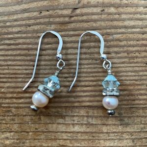 Round Pearl and Crystal Earrings